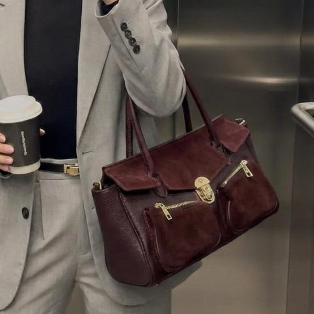 Elegant Burgundy Genuine Leather Made in Italy